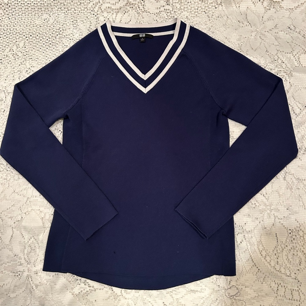 Uniqlo Deep Blue V-Neck Women's Sweater